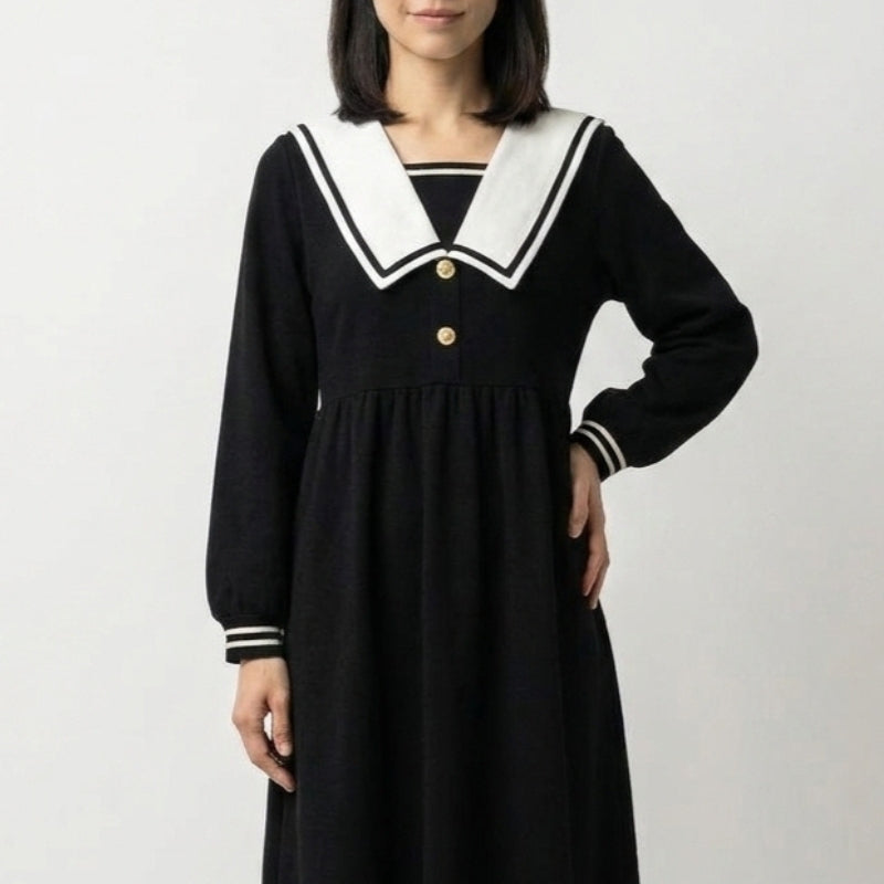 Colección de vestidos japoneses Ropa Japonesa: vestidos de inspiración kimono y hanfu, incluido el vestido negro de cuello marinero