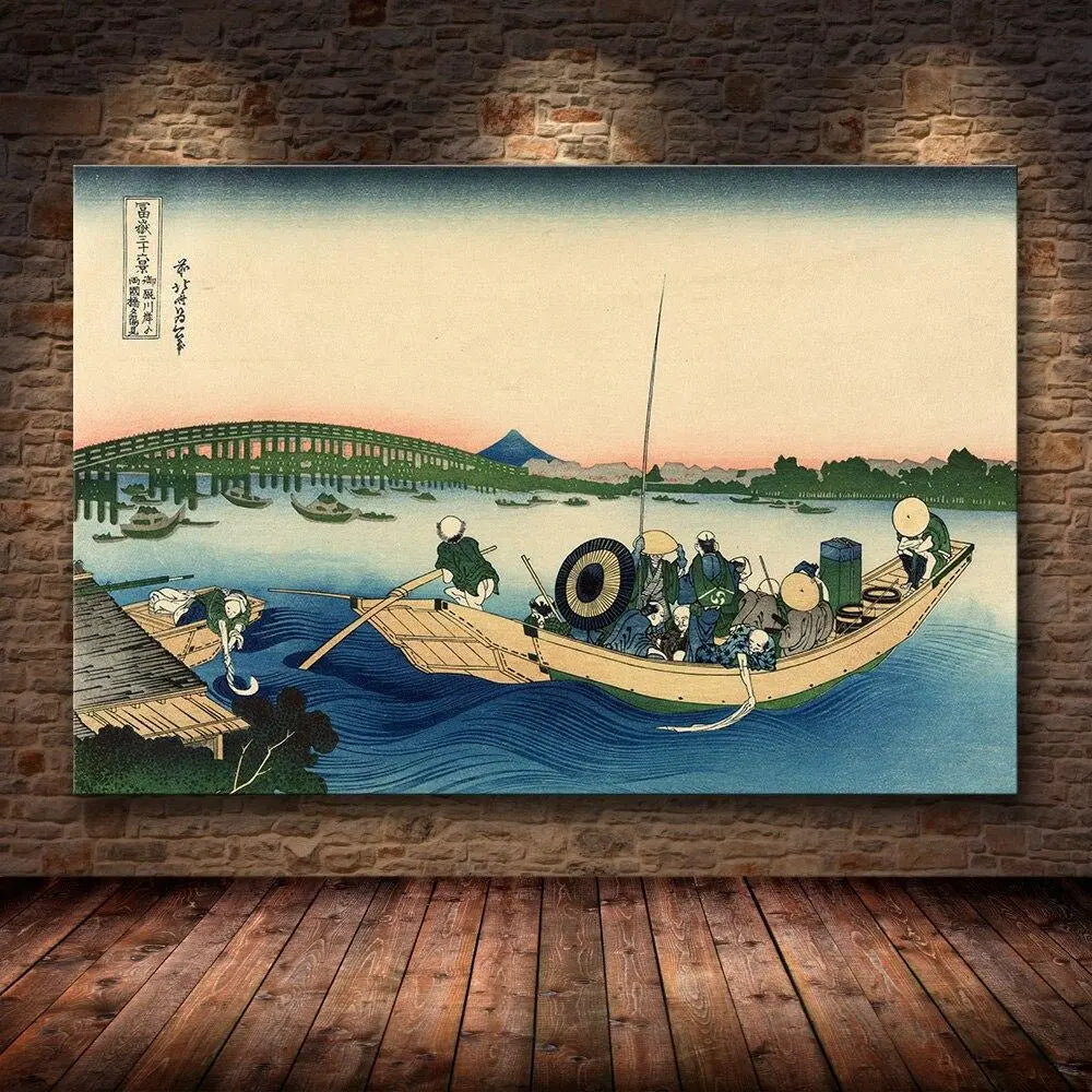 Precioso póster de una estampa tradicional japonesa sobre lienzo