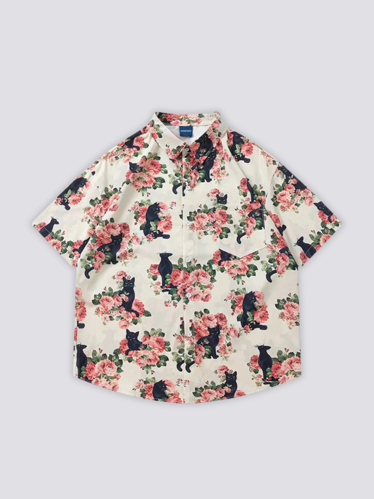 Camisa con estampado de gato