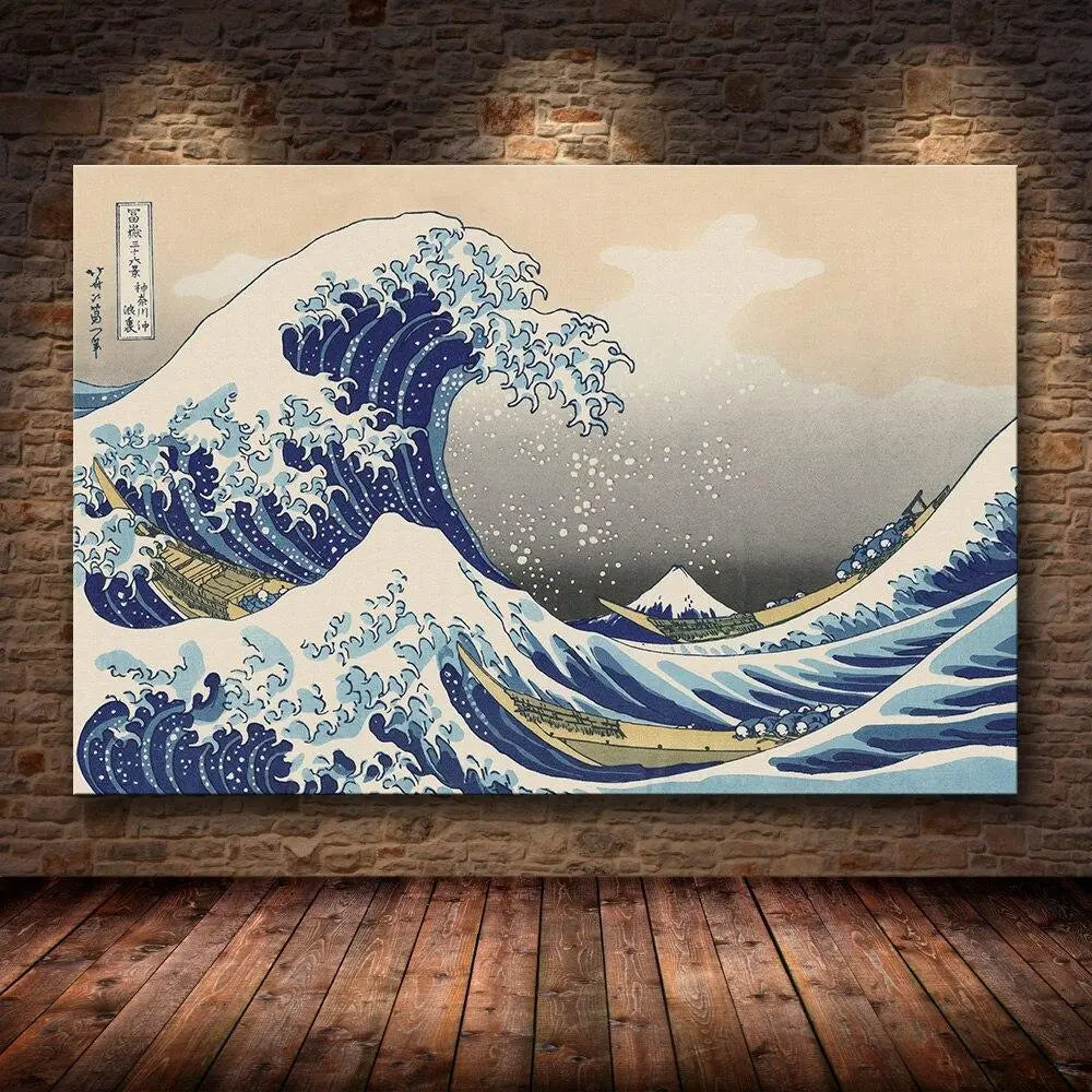 Grabado japonés de la gran ola de Kanagawa, obra maestra de Hokusai