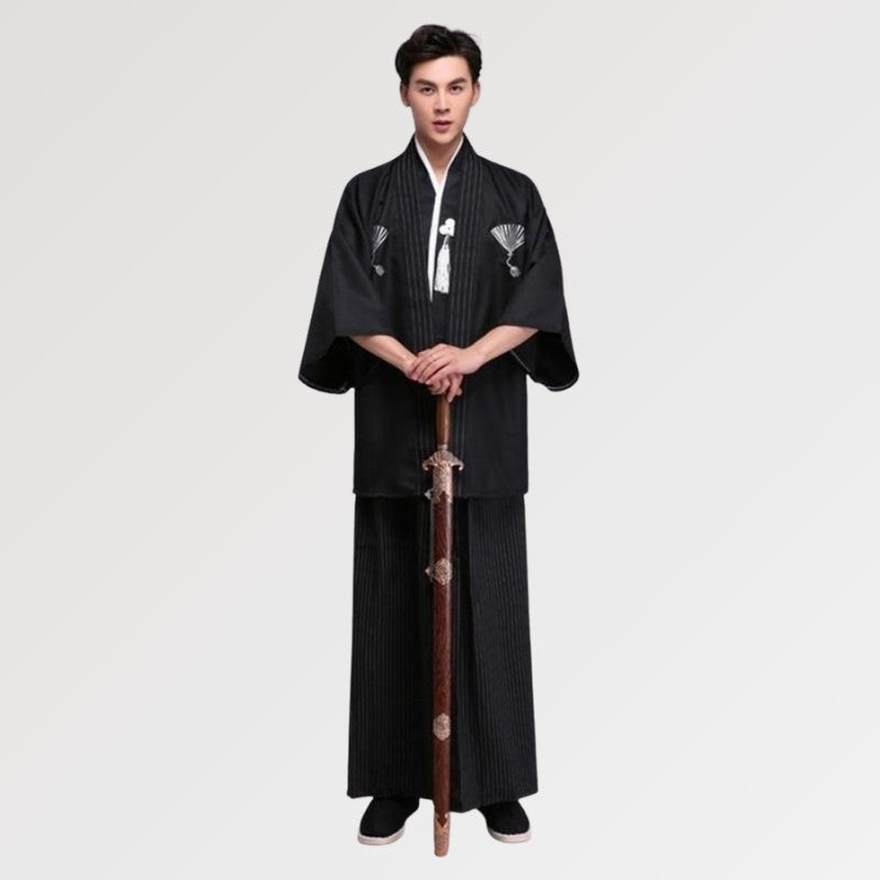 Edición de 3 piezas del Kimono para hombre en negro