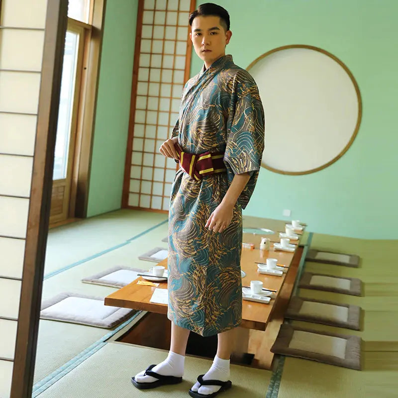 Kimono japonés de seda para hombre 'Koniya'