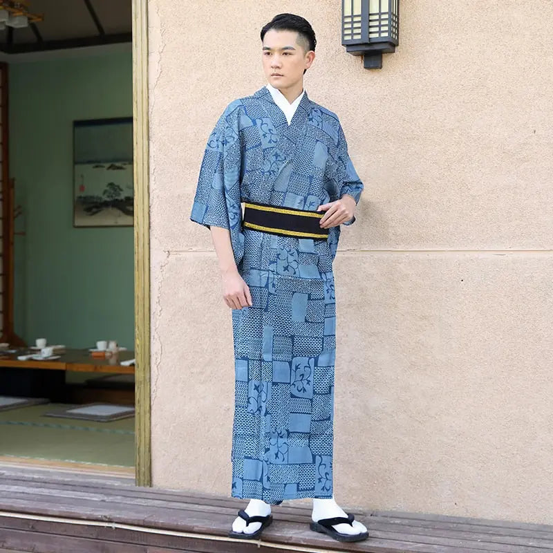 Magnífico Kimono Yukata para hombre con estampado vintage