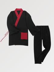 Pijama de estilo japonés para hombre en rojo y negro