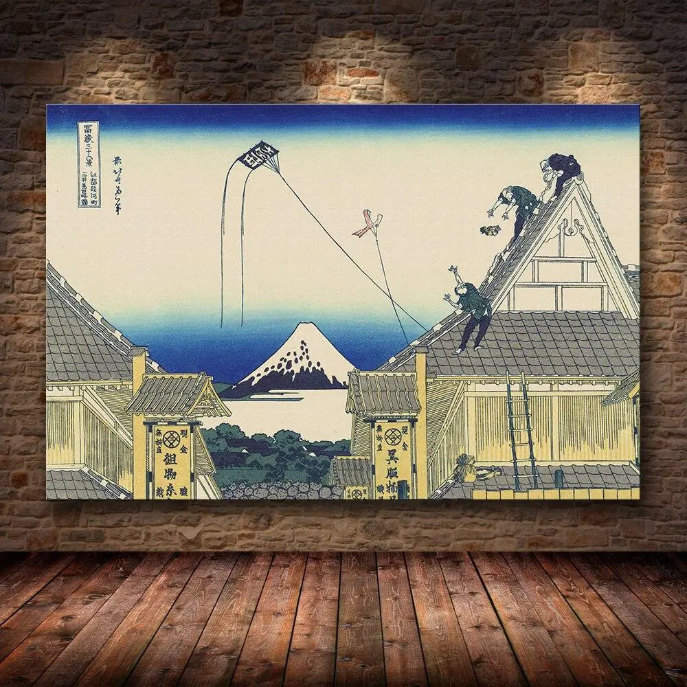 Elegante cuadro en forma de impresión japonesa sobre lienzo