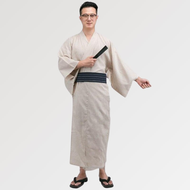 Yukata de hombre talla grande en color perla