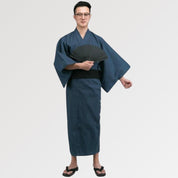 Auténtico Yukata de estilo japonés para hombre en color azul marino