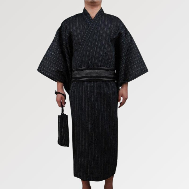 Yukata de algodón para hombre con estampado lineal