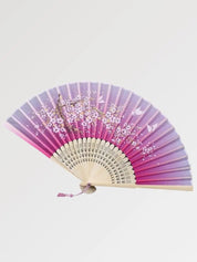 Abanico japonés sensu Miyoshi degradado violeta fucsia con cerezo y mariposas Ropa Japonesa