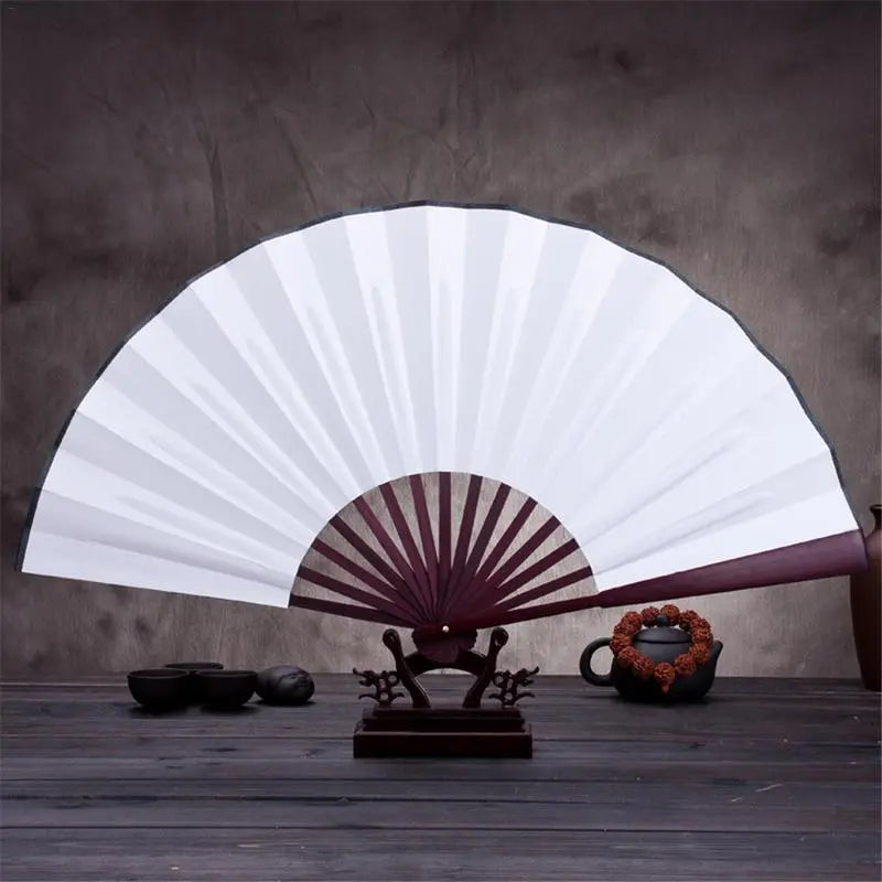 Gran abanico japonés sensu Kisho XXL de varillas de bambú oscuro Ropa Japonesa