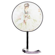 Abanico japonés uchiwa redondo Iwakura con una dama aristocrática en kimono clásico Ropa Japonesa