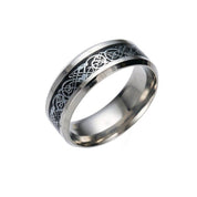 Anillo japonés asiático Ringshine con dragón celta dorado sobre incrustación azul con destellos Ropa Japonesa