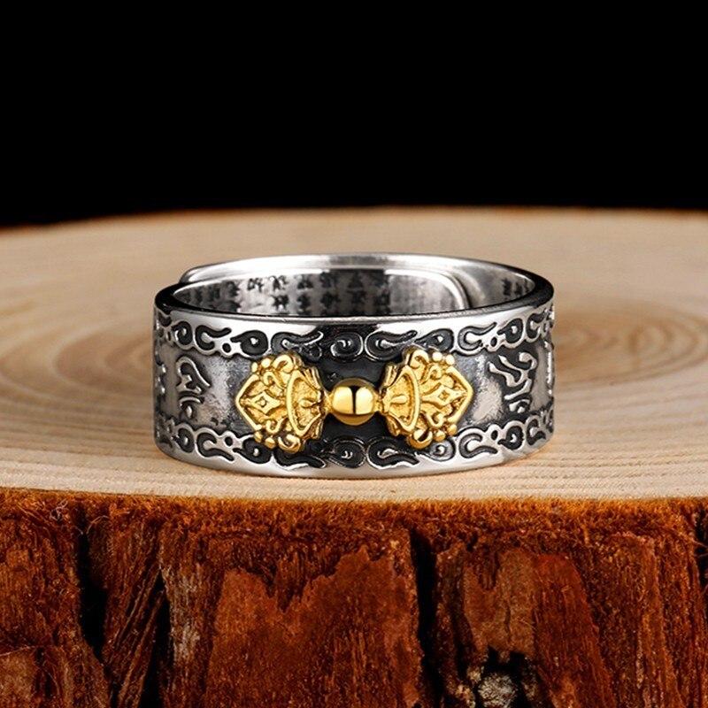 Anillo japonés dúo de pareja Kingu con pixiu dorado y Sūtra del Corazón grabado Ropa Japonesa