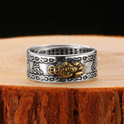Anillo japonés dúo de pareja Kingu con pixiu dorado y Sūtra del Corazón grabado Ropa Japonesa