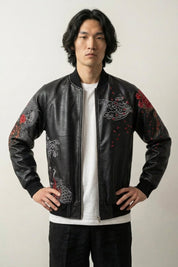 Cazadora Sukajan Auténtica Akaryu vista trasera bordado poliéster cazadora souvenir sukajan streetwear japonés Ropa Japonesa