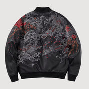 Cazadora Sukajan Auténtica Akaryu vista trasera bordado poliéster cazadora souvenir sukajan streetwear japonés Ropa Japonesa