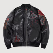 Cazadora Sukajan Auténtica Akaryu vista trasera bordado poliéster cazadora souvenir sukajan streetwear japonés Ropa Japonesa