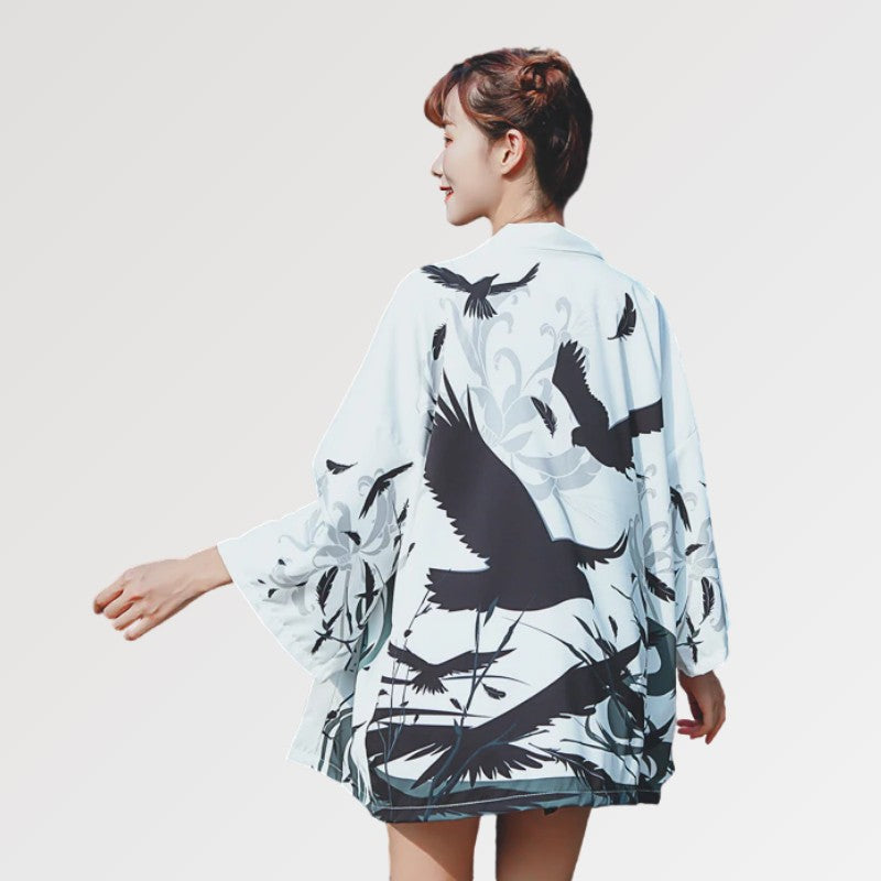 Chaqueta kimono en blanco y negro