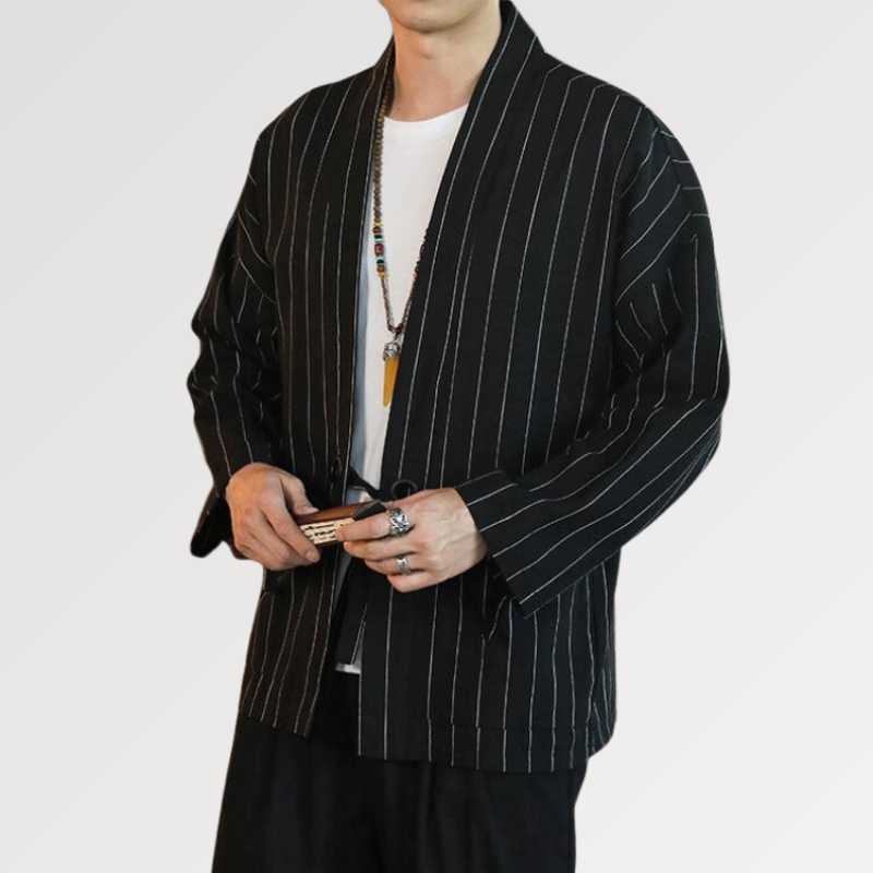Chaqueta kimono blanca y negra 'Kaito'