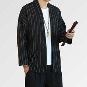 Chaqueta kimono blanca y negra 'Kaito'