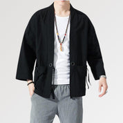 Kimono negro para hombre en forma de chaqueta