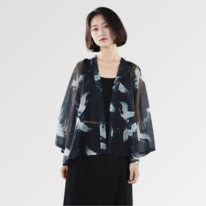 Kimono negro transparente 'Hayko'