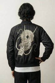 Cazadora Bomber japonesa Kaze no Tsugo bordado en la espalda poliéster cazadora souvenir sukajan streetwear japonés Ropa Japonesa