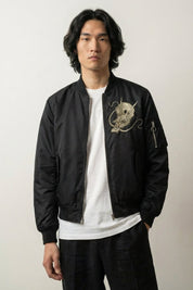 Cazadora Bomber japonesa Kaze no Tsugo vista trasera bordado poliéster cazadora souvenir sukajan streetwear japonés Ropa Japonesa