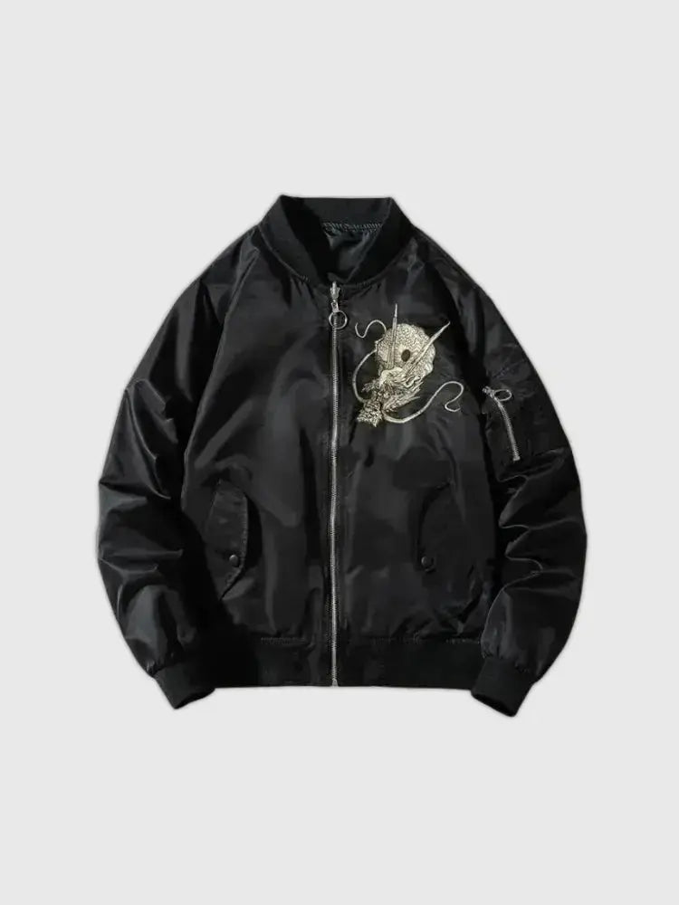 Cazadora Bomber japonesa Kaze no Tsugo vista trasera bordado poliéster cazadora souvenir sukajan streetwear japonés Ropa Japonesa