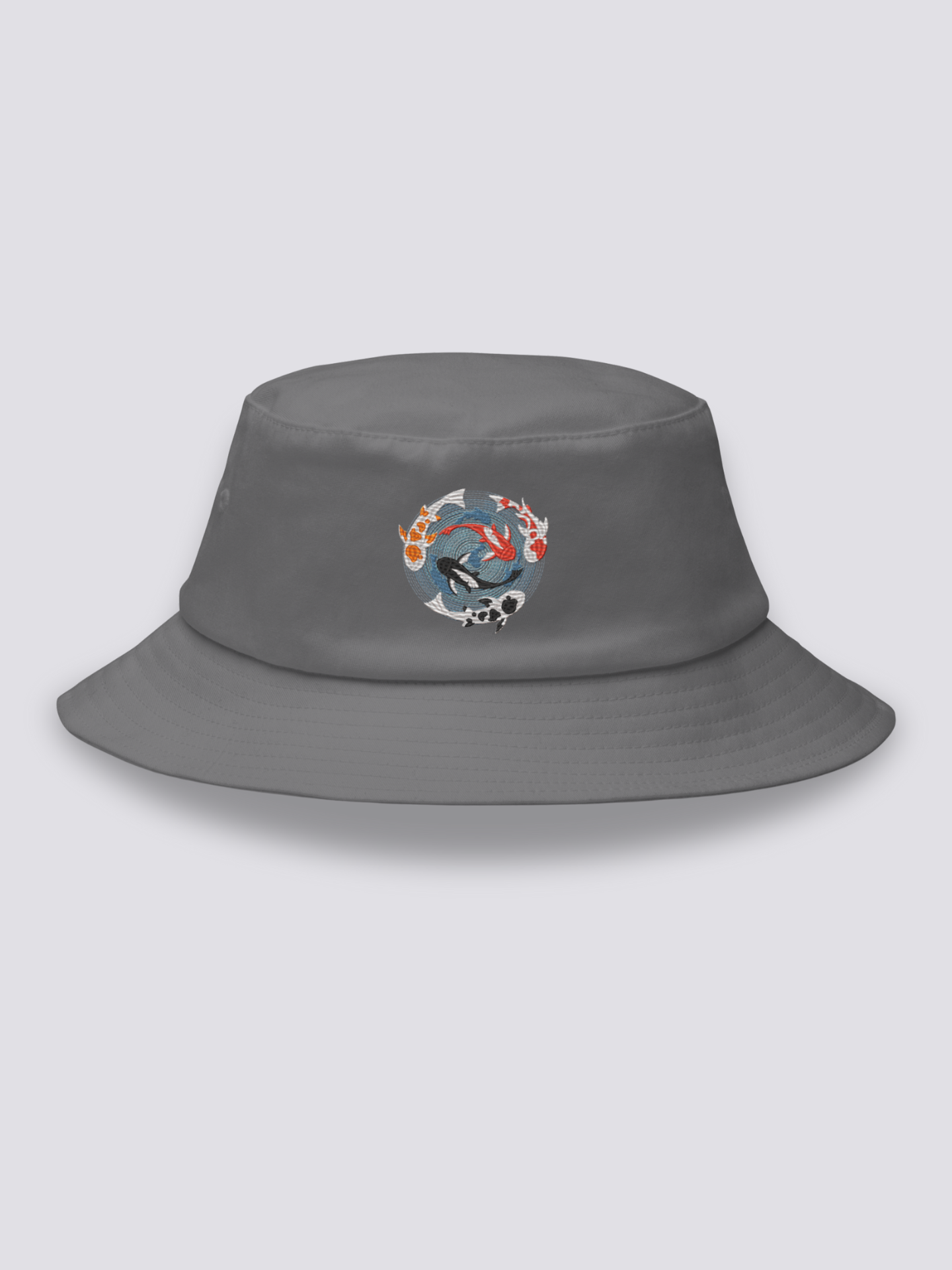 Bucket Hat Bordado Japonés Gris - Ropa Japonesa