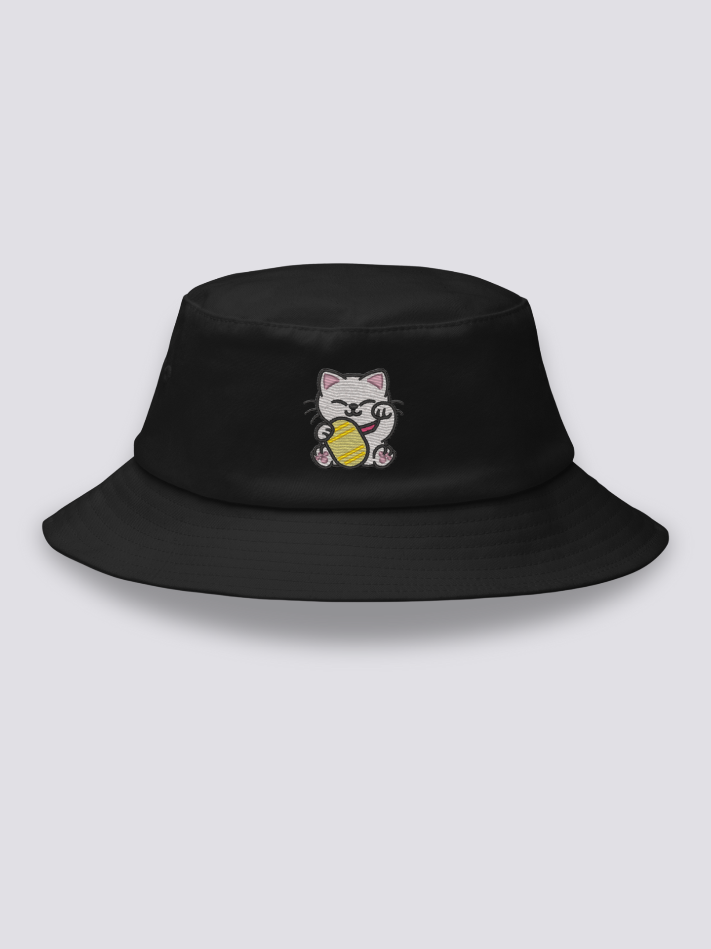 Bucket Hat Maneki Neko Negro - Ropa Japonesa