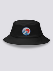 Bucket Hat Ola de Kanagawa Negro - Ropa Japonesa