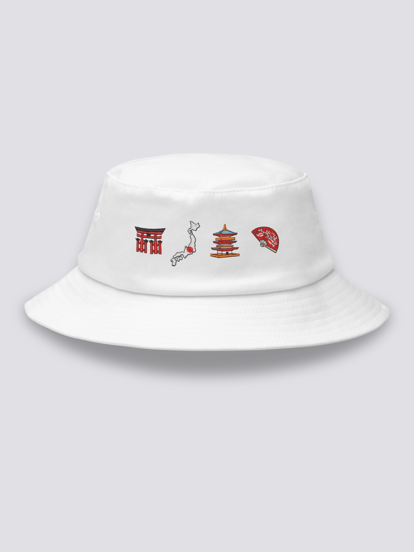 Bucket Hat Símbolos Japoneses Blanco - Ropa Japonesa
