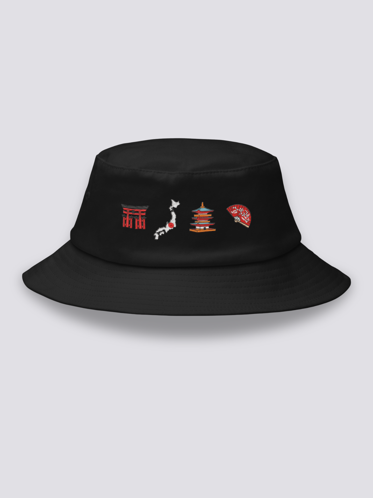 Bucket Hat Símbolos Japoneses Negro - Ropa Japonesa