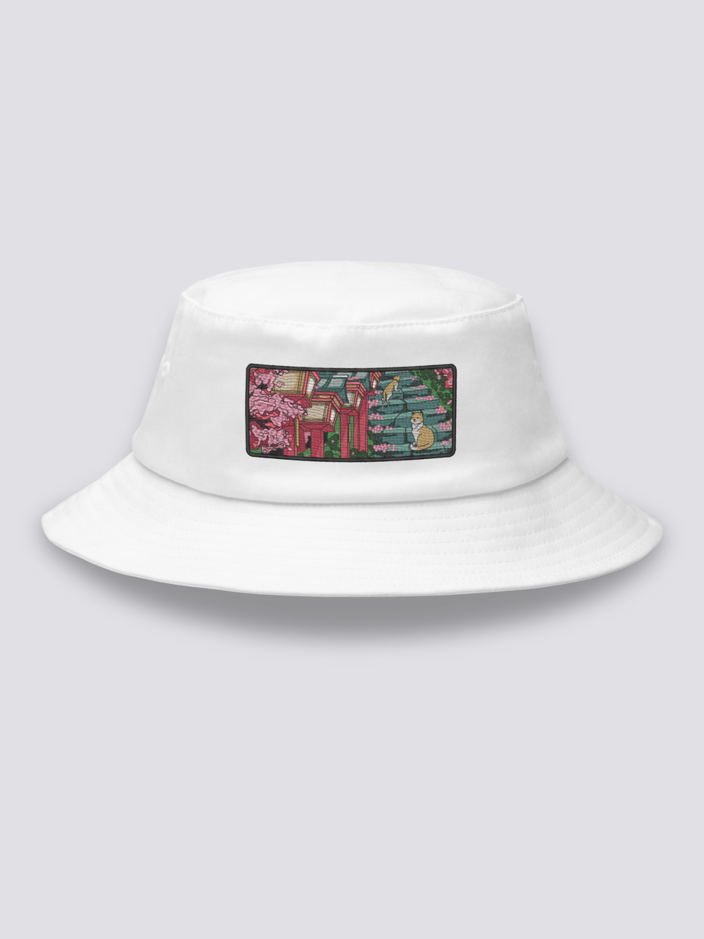 Bucket Hat Templo Japonés Blanco - Ropa Japonesa