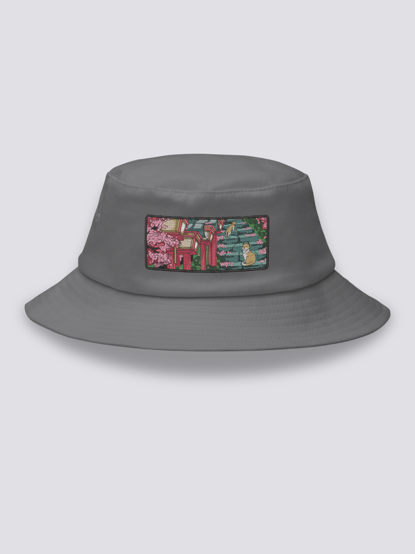 Bucket Hat Templo Japonés Gris - Ropa Japonesa
