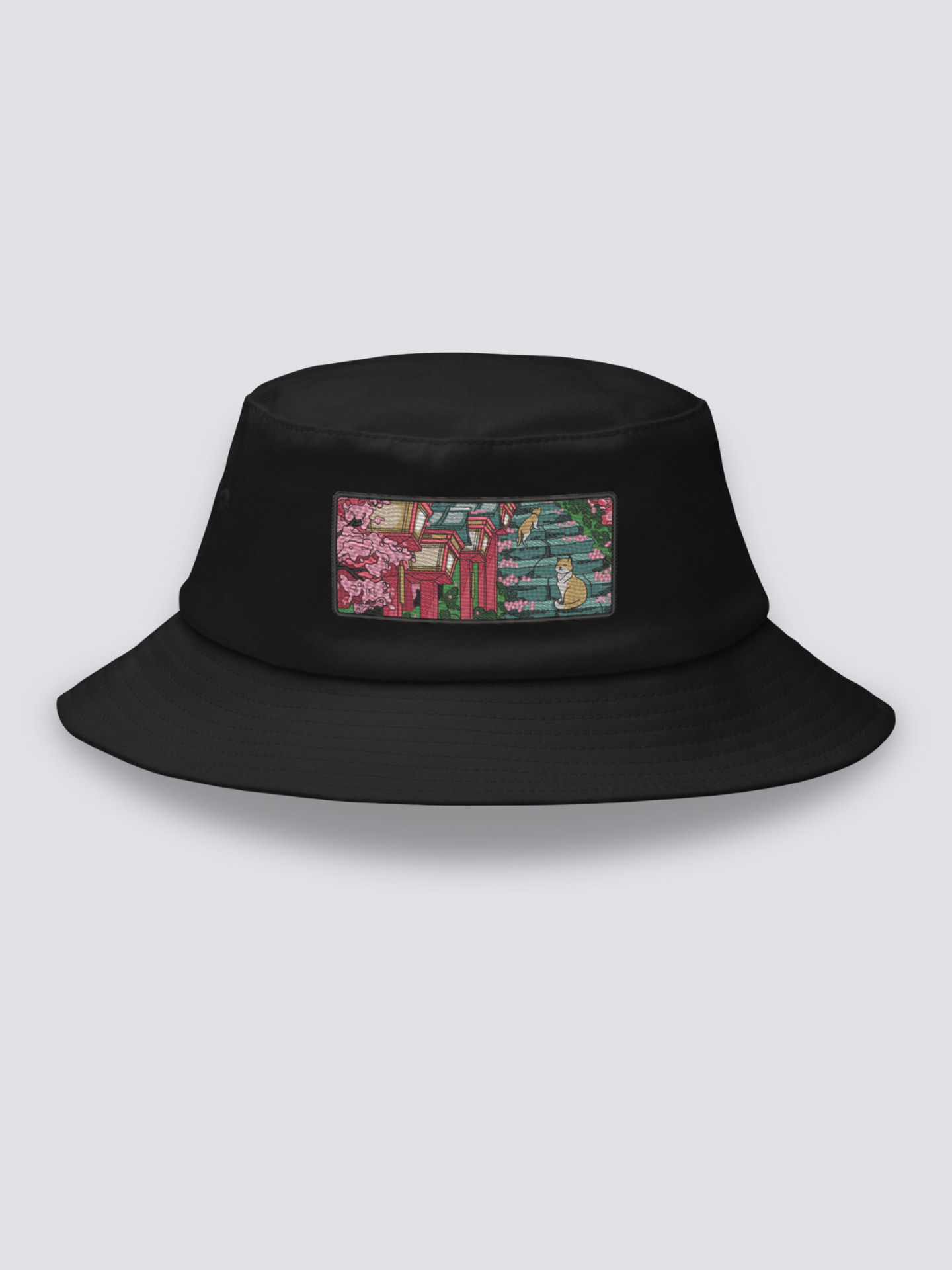 Bucket Hat Templo Japonés Negro - Ropa Japonesa