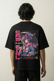 Camiseta anime bad girl paraguas estampado japonés oversize Ropa Japonesa