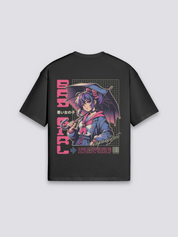 Camiseta anime bad girl paraguas estampado japonés oversize