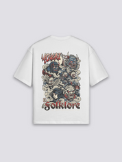 Camiseta arte japonés yokai blanco estampado japonés oversize