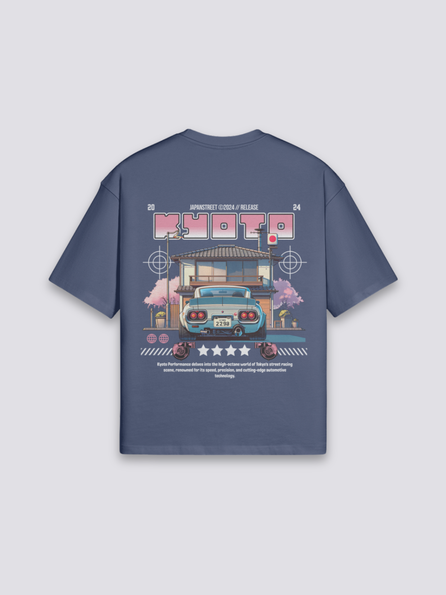 Camiseta Kioto calle de cerezos estampado japonés oversize