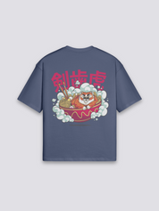 Camiseta escritura tigre dientes de sable azul marino estampado japonés oversize
