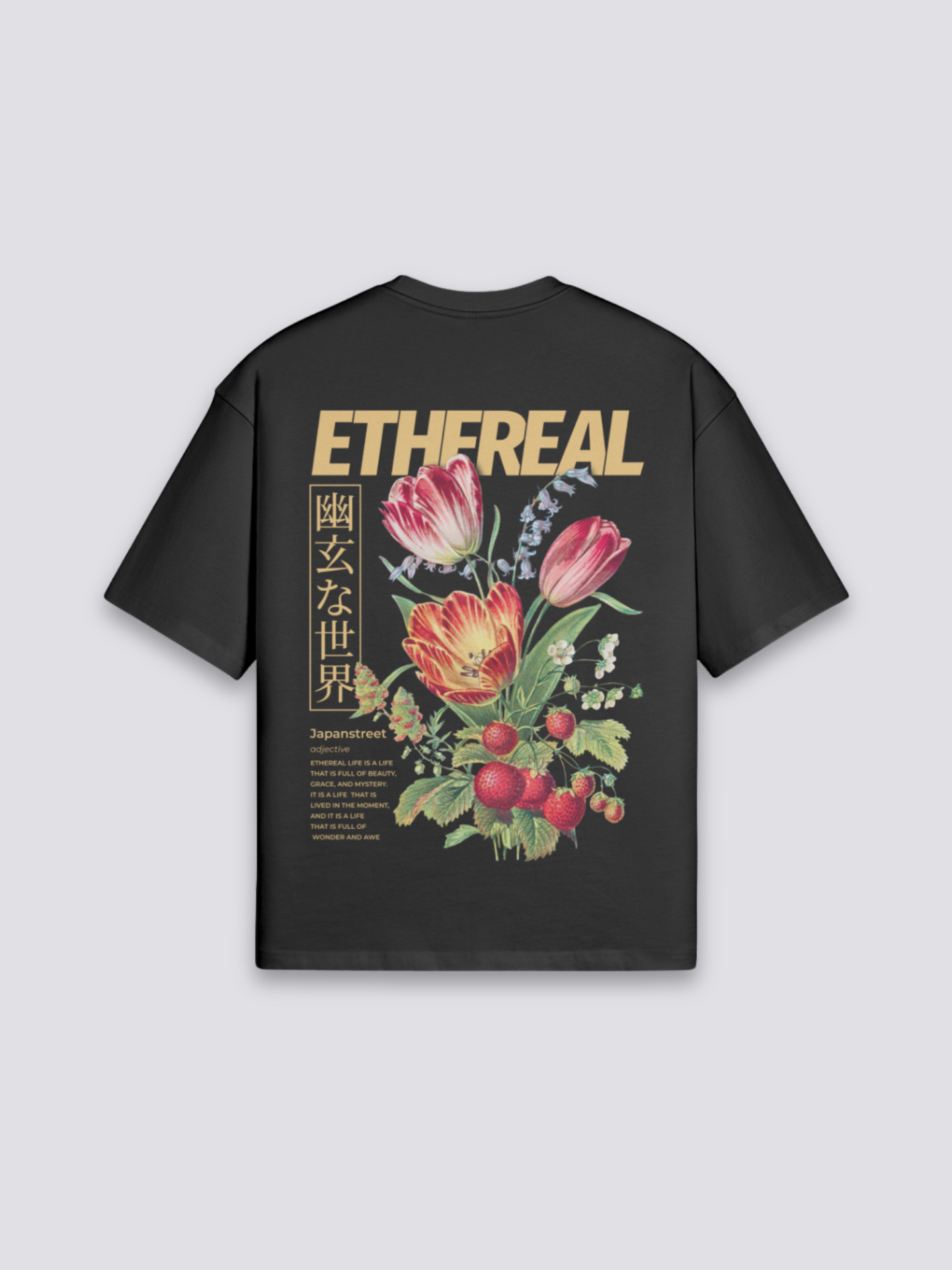 Camiseta flores japonesas estampado japonés oversize