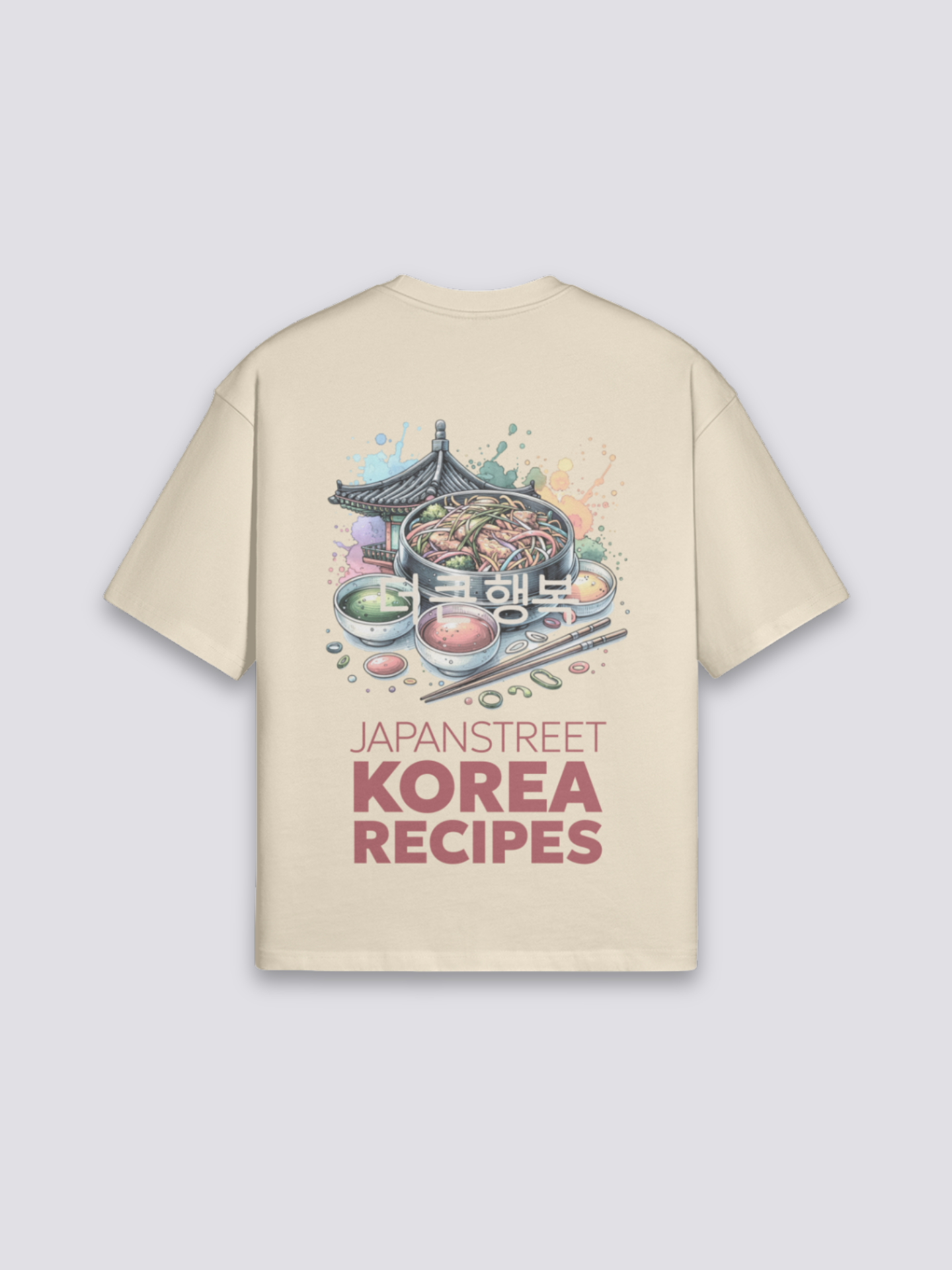 Camiseta coreana korea recipes estampado japonés oversize