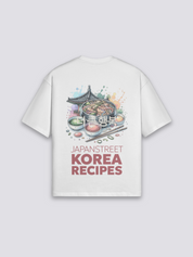 Camiseta coreana korea recipes blanco estampado japonés oversize