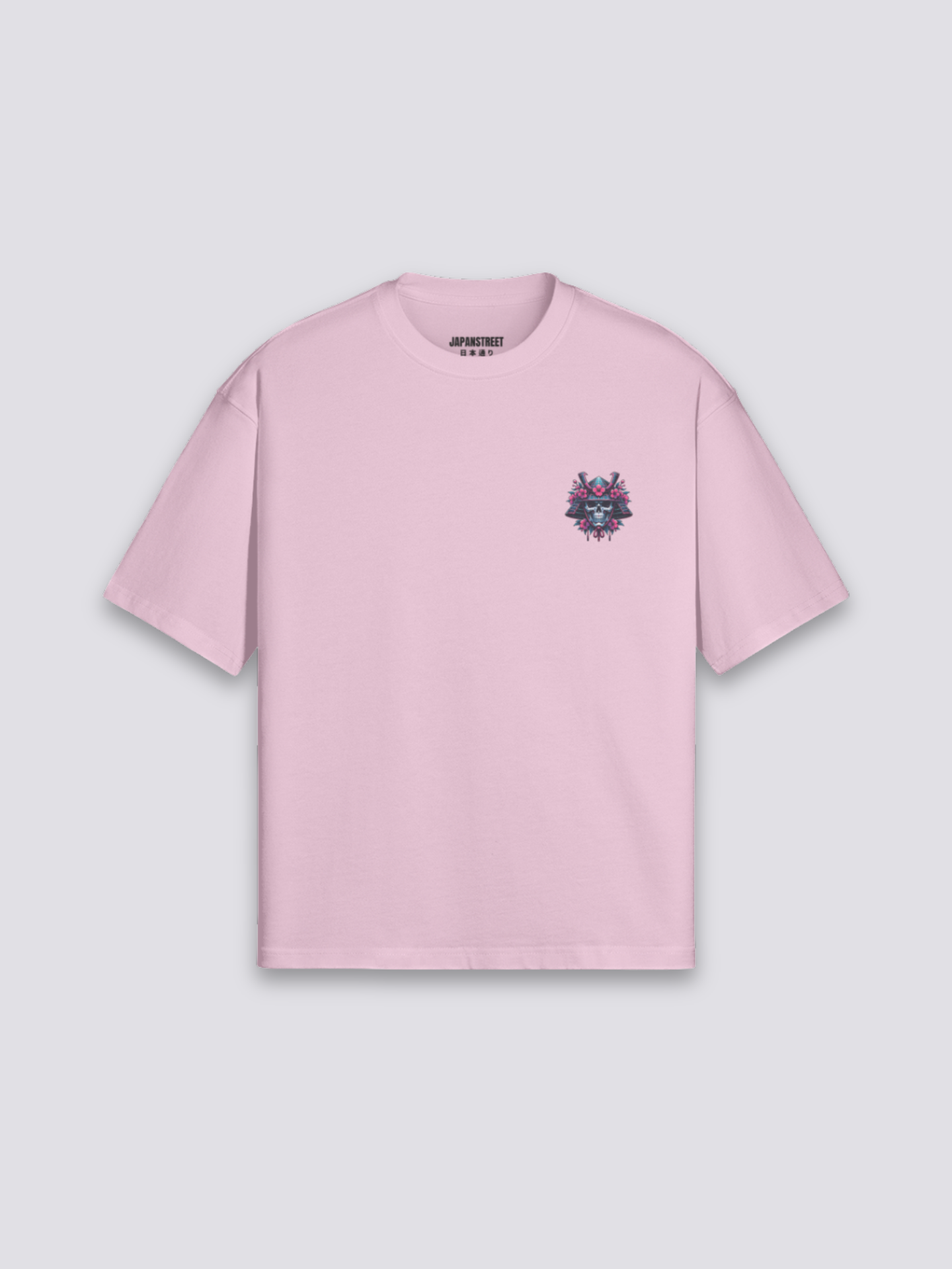 Camiseta samurái cyberpunk esqueleto estampado japonés oversize