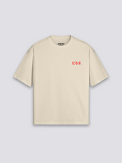 Camiseta daruma y gato de la suerte estampado japonés oversize