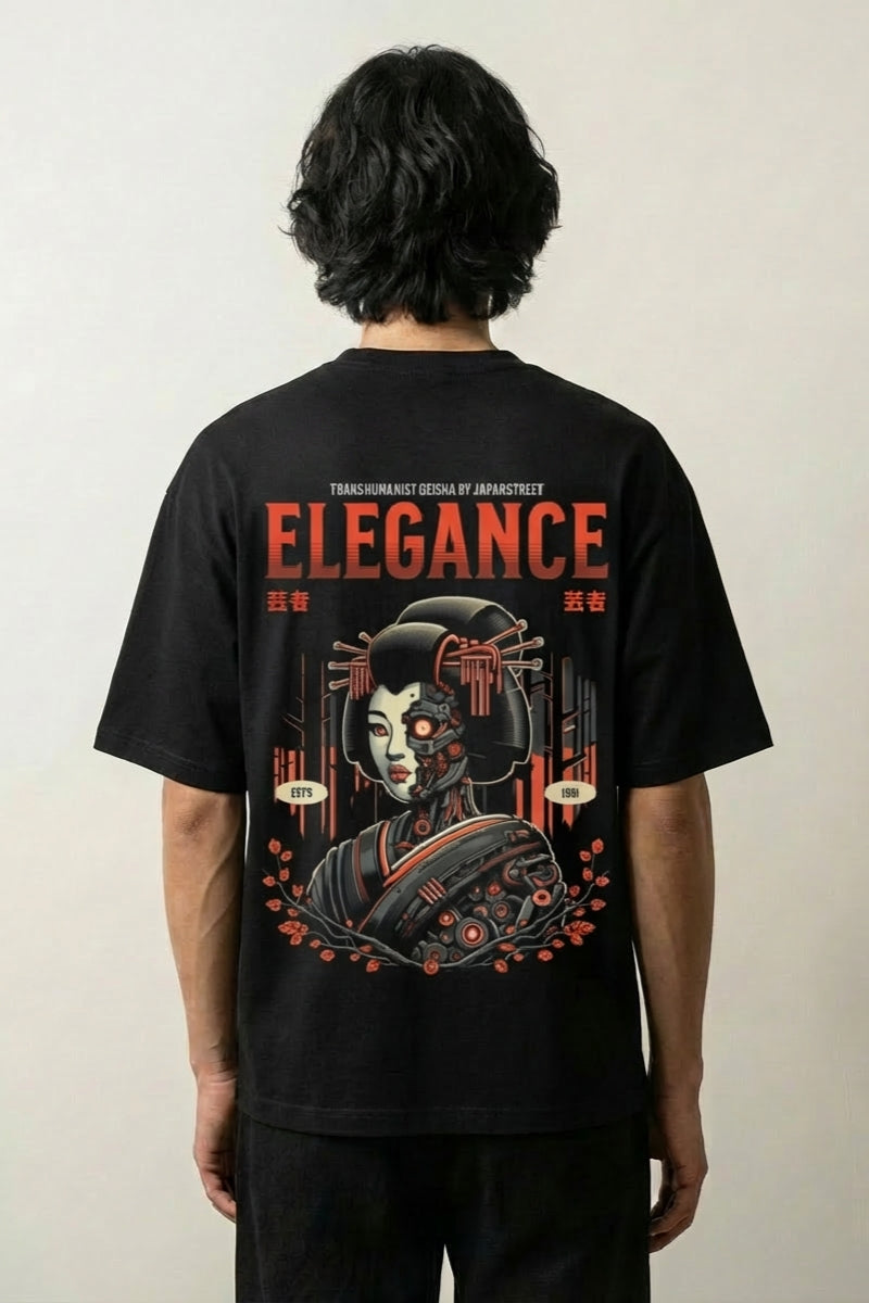 Camiseta geisha cyborg cyberpunk estampado japonés oversize Ropa Japonesa