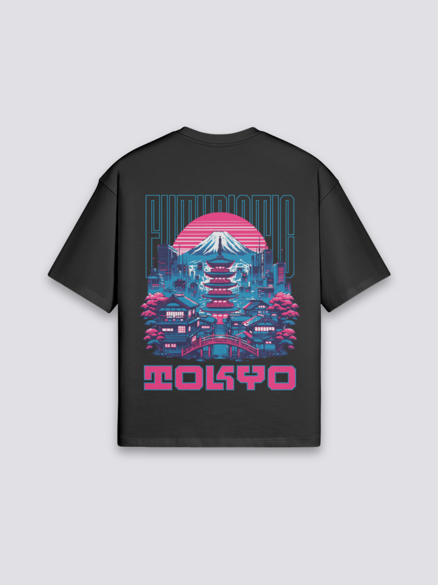 Camiseta Tokio Fuji futurista estampado japonés oversize