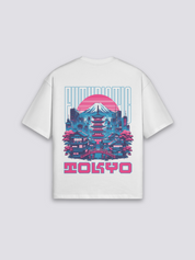 Camiseta Tokio Fuji futurista blanco estampado japonés oversize